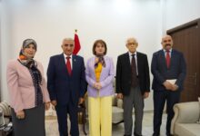 وزيرة البيئة العراقية خلال استقبالها وفد أكساد